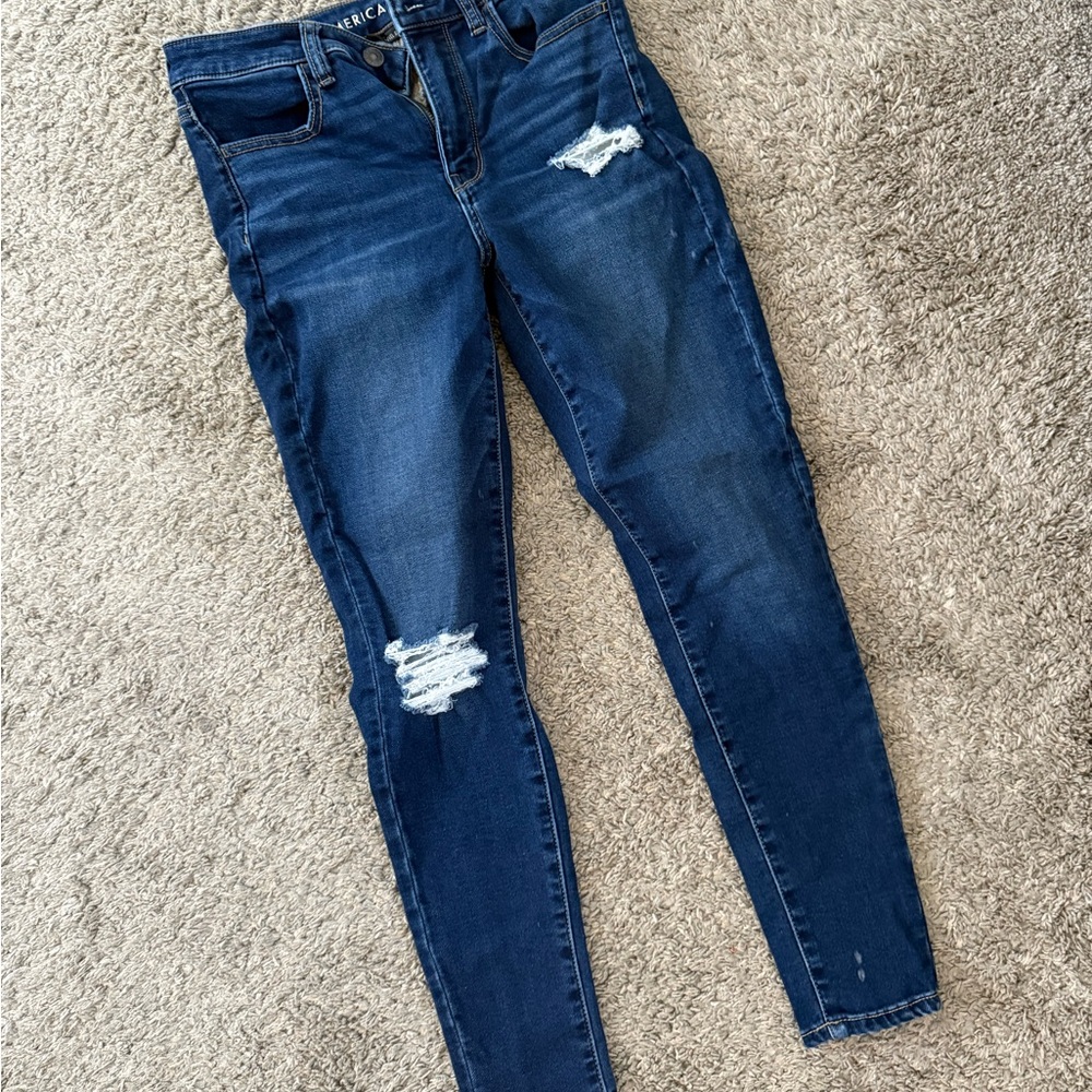 American Eagle Outfitters Blue Skinny Jeans Distressed